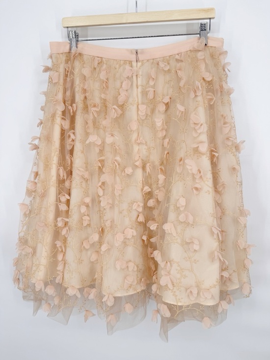 Anthropologie Eva Franco Fluttered Fete Midi Skirt Tulle Blush Floral Size 14 - Picture 4 of 8